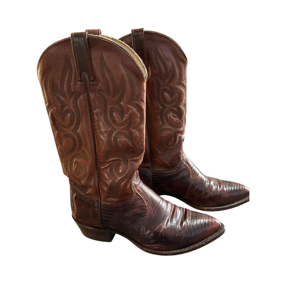 J Chrisholm 8974 Genuine Teju Lizard‎ Men's Boots Sz 9D